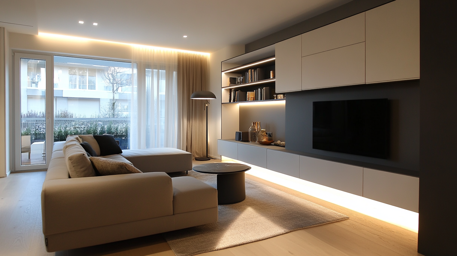 Wohnraum mit kinetischen Möbeln im Projekt MotionLiving